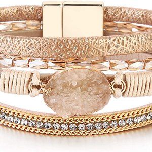 Chic Gold and Cream Bracelet